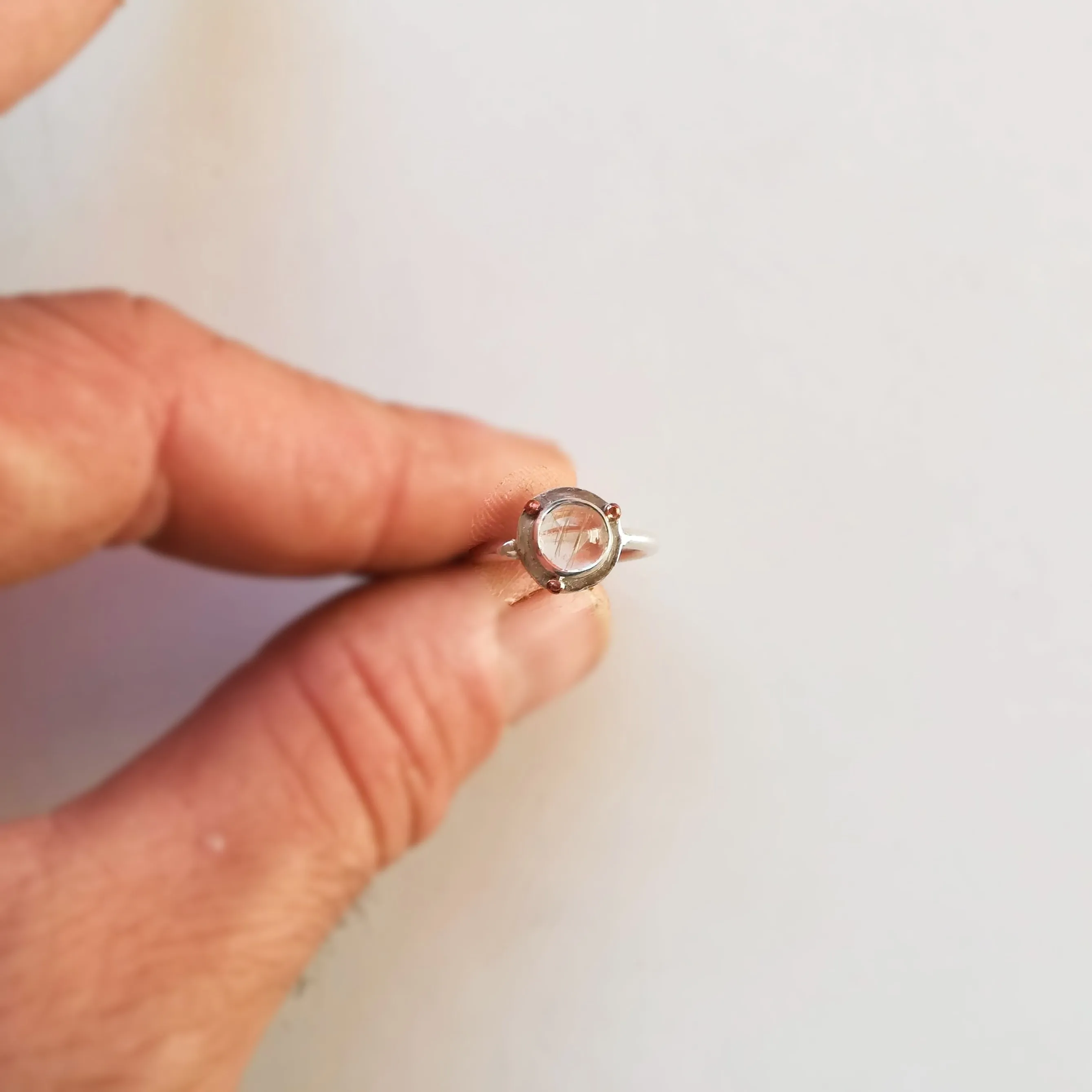 Anillo de Cuarzo Rutilado y  Plata de Ley | Hecho a Mano Talla 14